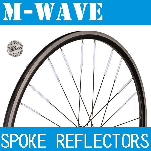 エムウェーブ スポークリフレクター 3M Scotchlite 18本入 M-WAVE SPOKE REFLECTORS 3M社スコッチライト使用 簡単取付/工具不要 全方向からの光を明るく反射