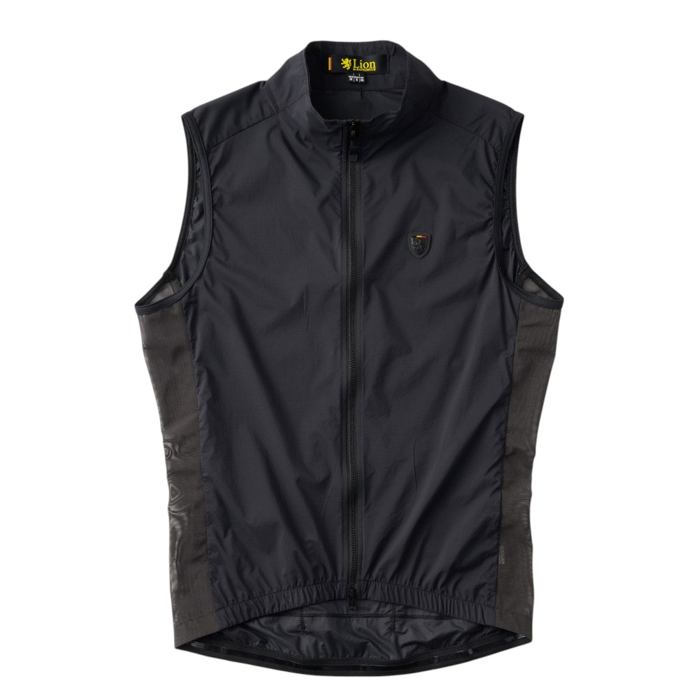 Lion de KAPELMUUR (リオン・ド・カペルミュール) ストレッチウインドベスト　リップストップ　バックポケット付き ブラック / Lサイズ